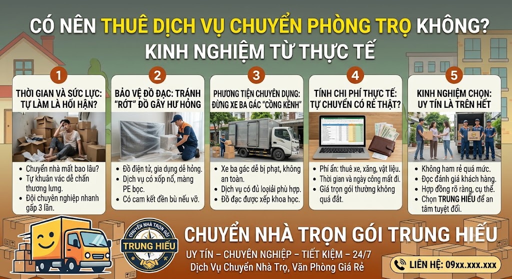 Có Nên Thuê Dịch Vụ Chuyển Phòng Trọ Không? Kinh Nghiệm Từ Thực Tế giải đáp thắc mắc có nên thuê dịch vụ chuyển phòng trọ không