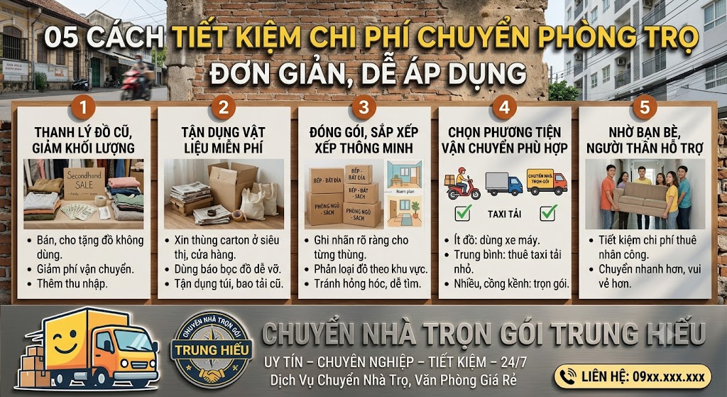 cách tiết kiệm chi phí chuyển phòng trọ hiệu quả