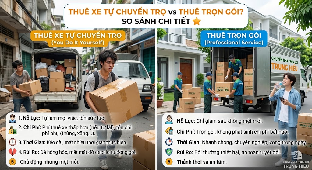 Thuê Xe Tự Chuyển Trọ Hay Thuê Trọn Gói? So Sánh Chi Tiết ⭐ thuê xe tự chuyển trọ hay thuê trọn gói