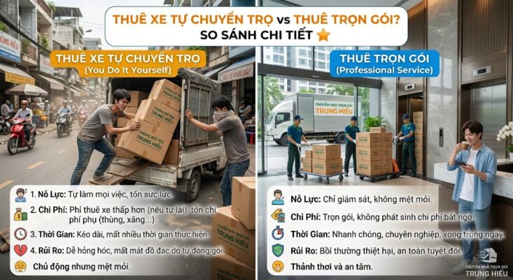so sánh thuê xe tự chuyển trọ hay thuê trọn gói