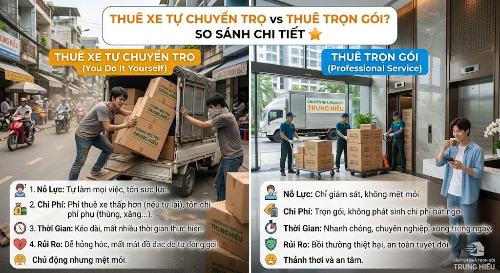 Thuê Xe Tự Chuyển Trọ Hay Thuê Trọn Gói? So Sánh Chi Tiết ⭐ so sánh thuê xe tự chuyển trọ hay thuê trọn gói