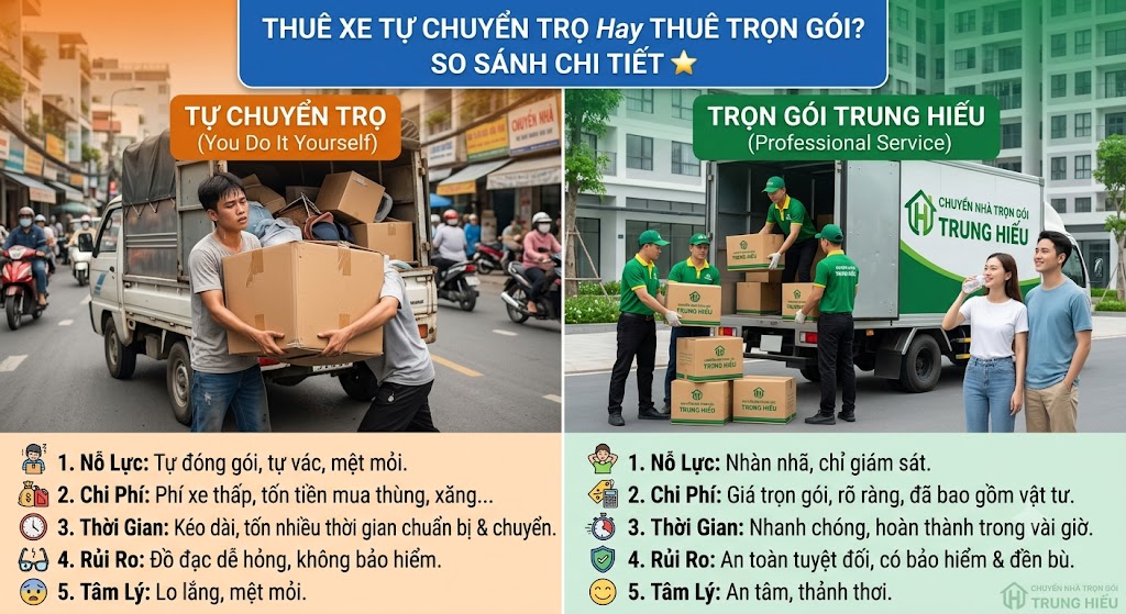 Thuê Xe Tự Chuyển Trọ Hay Thuê Trọn Gói? So Sánh Chi Tiết ⭐ nên thuê xe tự chuyển trọ hay thuê trọn gói